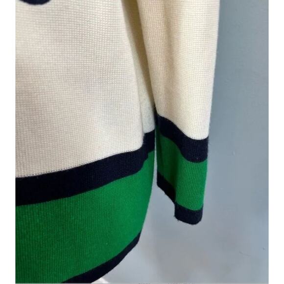 Vintage Arthur Kohler Sweater Cream Green Navy Open Front Classic Cardigan 10 - Picture 3 of 8